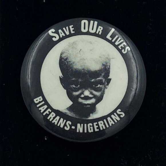 Vintage Biafrans-Nigerians "Save Our Lives" Black & White Pinback Button - Picture 5 of 5